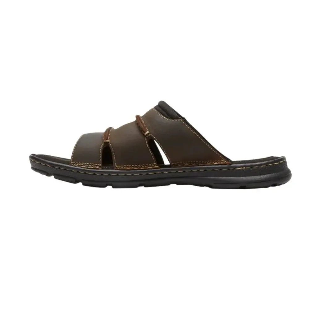Rockport Mens Darwyn Slide Sandals SIZE 8M EU 41 Brown Leather NIB